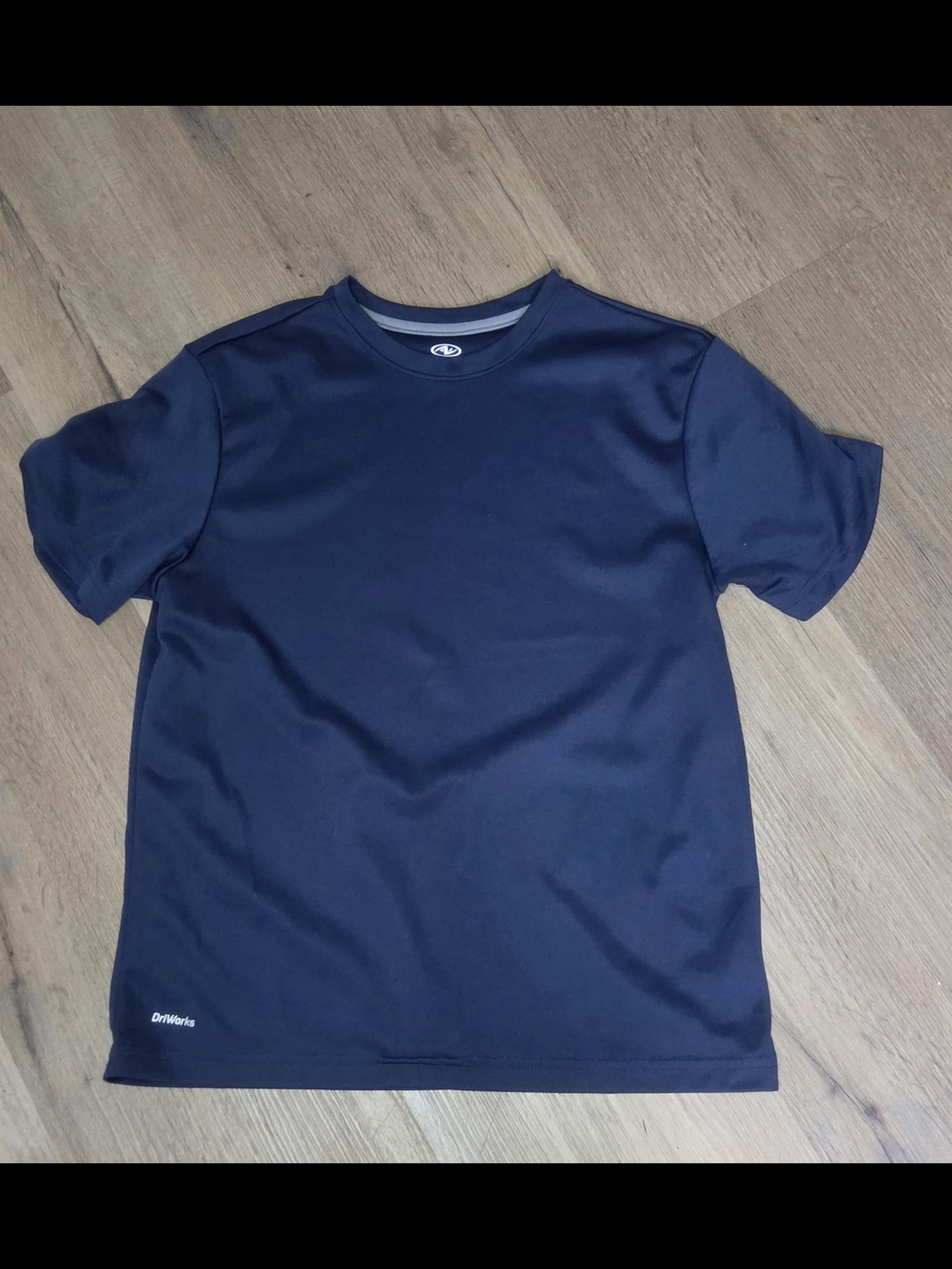 Athletic Works Navy Graphic Logo Tee Sz S. Bin Y